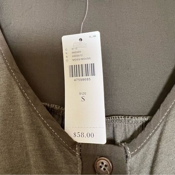 Anthropologie t.la Green Sleeveless Sojourn Button Down Tank Top New - Picture 6 of 7